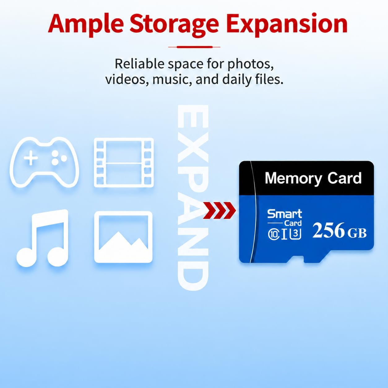 Carte SD 512 Go avec adaptateur, carte mémoire, UHS-I Speed Class 10 A1 TF pour smartphones, tablettes, appareils photo