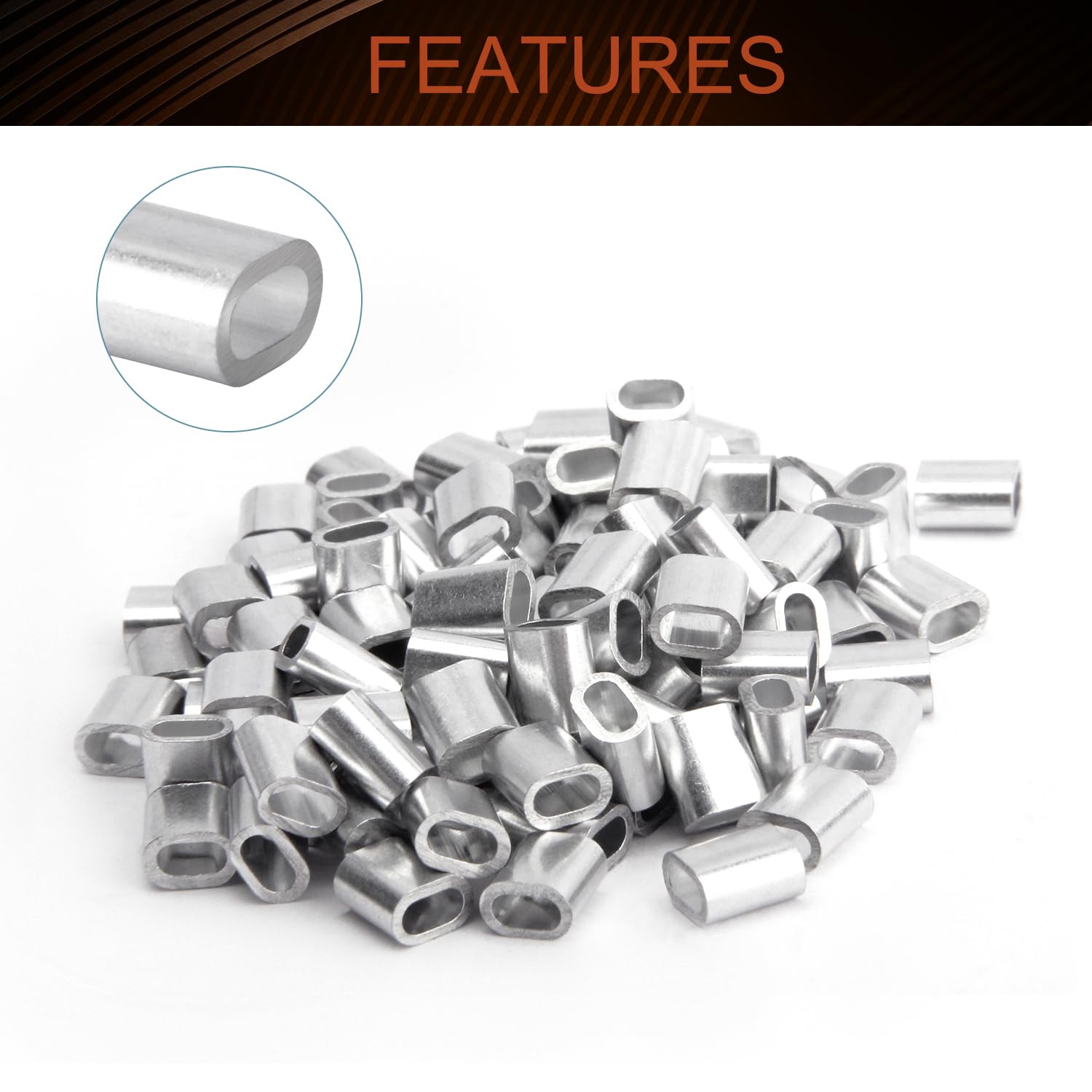 MroMax Aluminum Wire Rope Sleeves - 1mm To 6mm Hole Dia Silver Tone - View #6