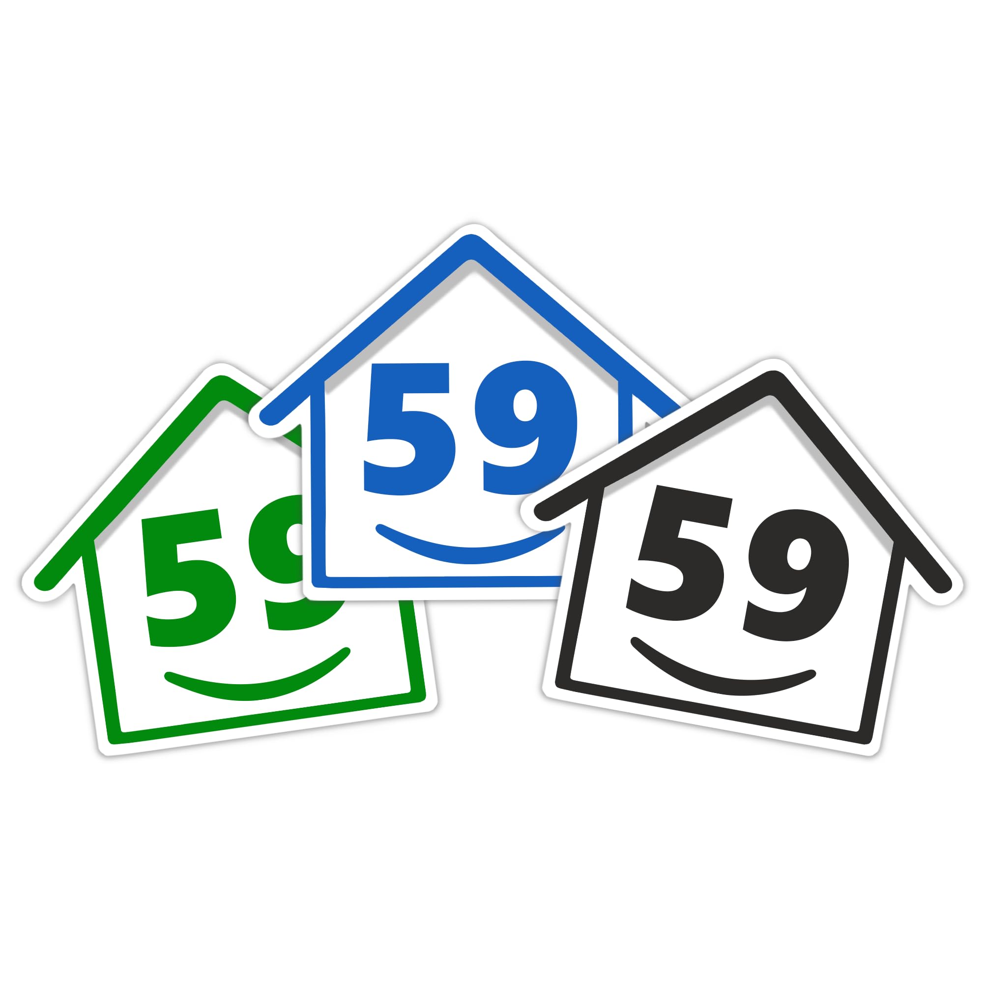 3 x Bin Numbers for Wheelie Bins, 1-99, 15cm ‘Happy House’ Colour Design Dustbin Stickers, Easy Application Stick On Number Stickers - Weatherproof Self Adhesive Vinyl – Blue, Black and Green (14) — view 39