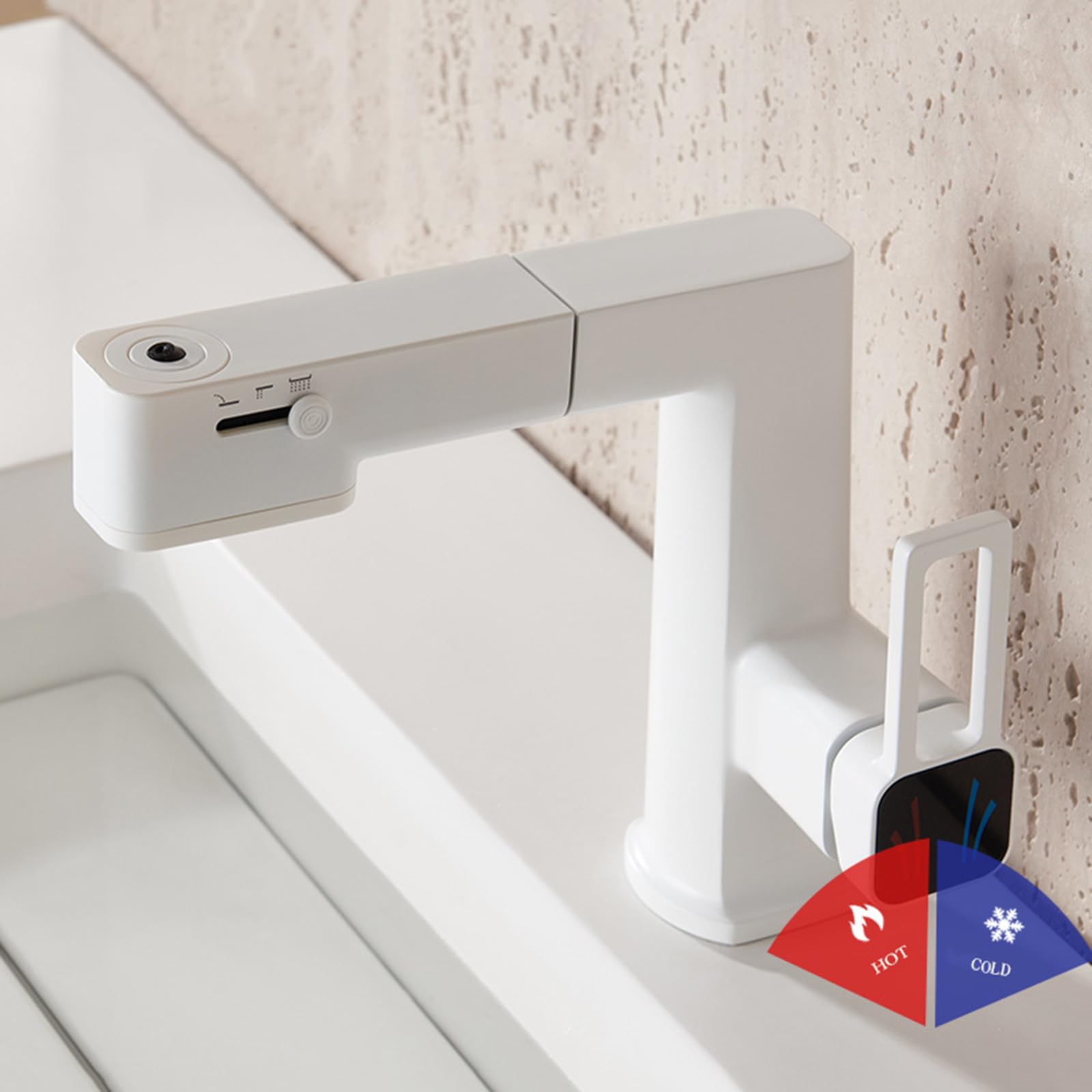 Rubinetto da Bagno Rubinetto per Lavabo da Bagno con Doccetta Estraibile Miscelatore Monocomando A 3 Modalità Bianco