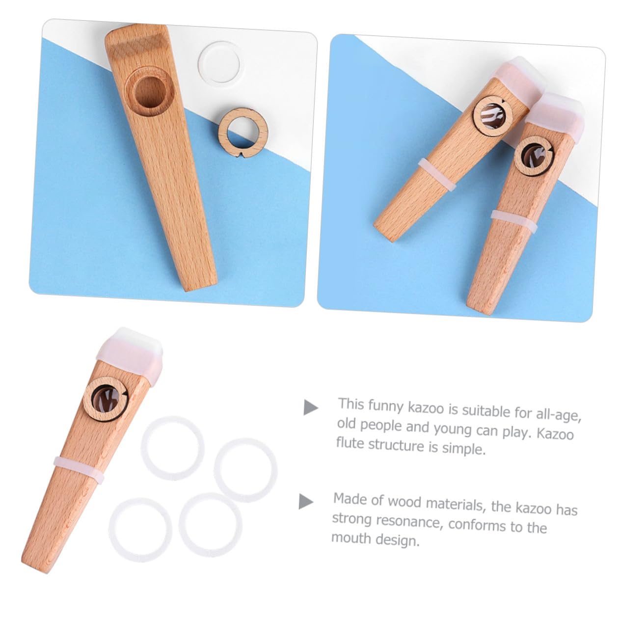 Hemobllo Kazoo en Bois Facile à Jouer Ranger pour Ukulélé et Guitare, Accessoire Musical pour Débutants et Adultes, Set Complet pour Accompagnement