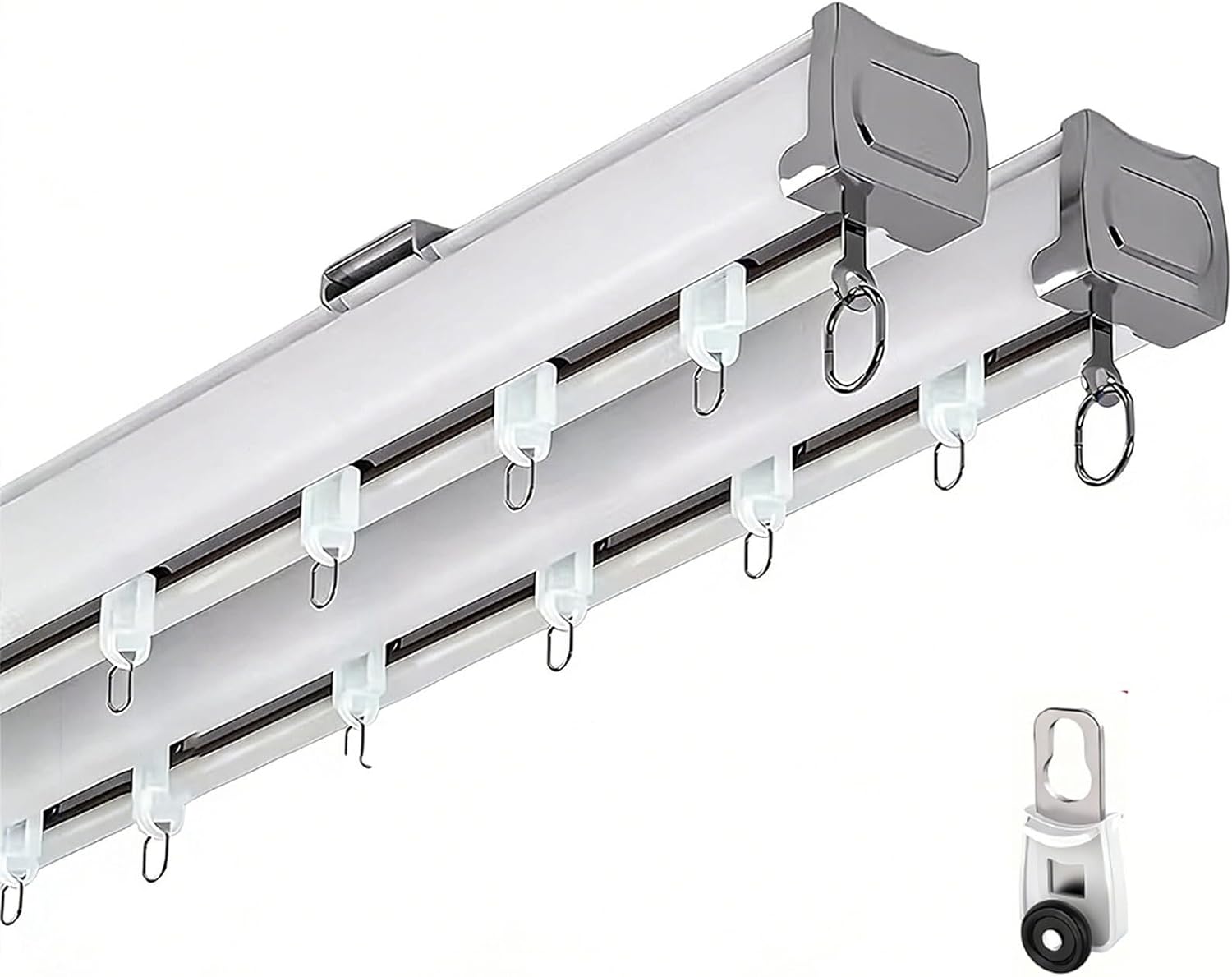 Curtain Rail Curtains Flexible Sliding Sliding Ceiling Track For Curtains Black Window Dressing HardwareHanging Rod(3.8M/12.4(FT),Top)