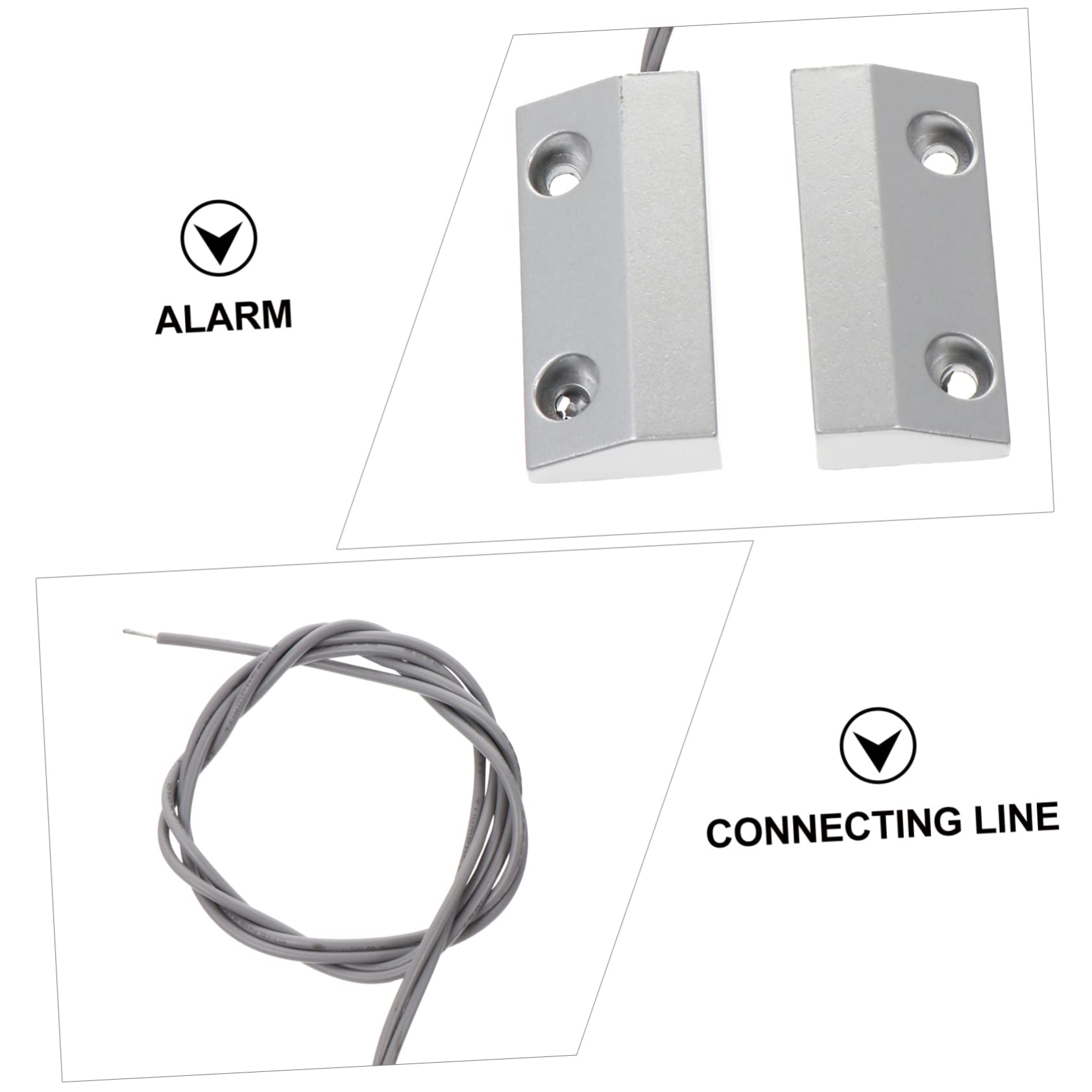 NUOBESTY 3 Ensembles Capteur Filaire Changer Portable Sécurité Sonnette De Porte Loquet De Porte Magnétique Pêne Dormant Bouchon Filet Aimant Filtrer Cloches Carillon Alliage De Zinc Silver