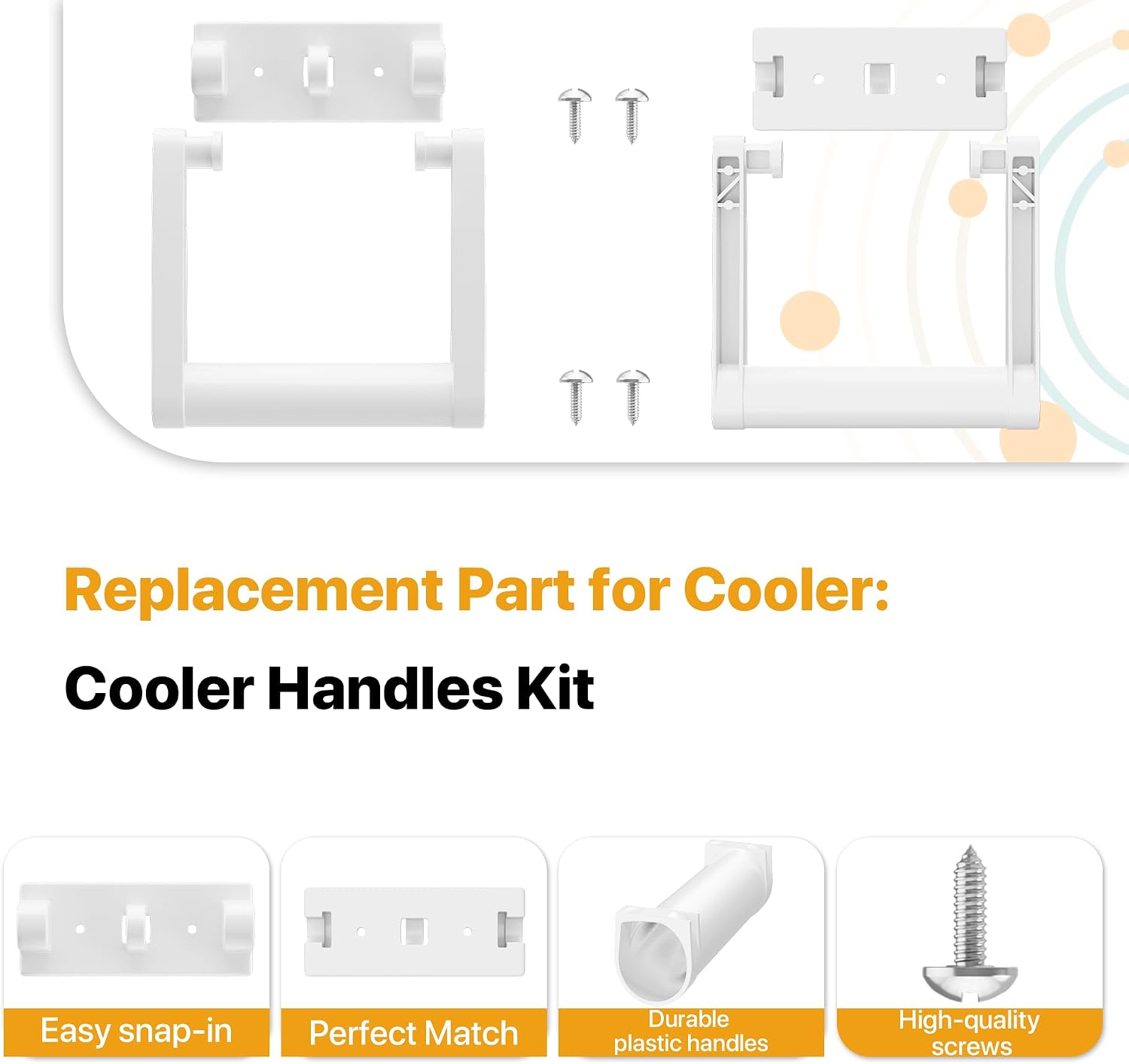 Cooler Handle and Screws,Replacement White Plastic Handles,Cooler Handle Replacement Parts