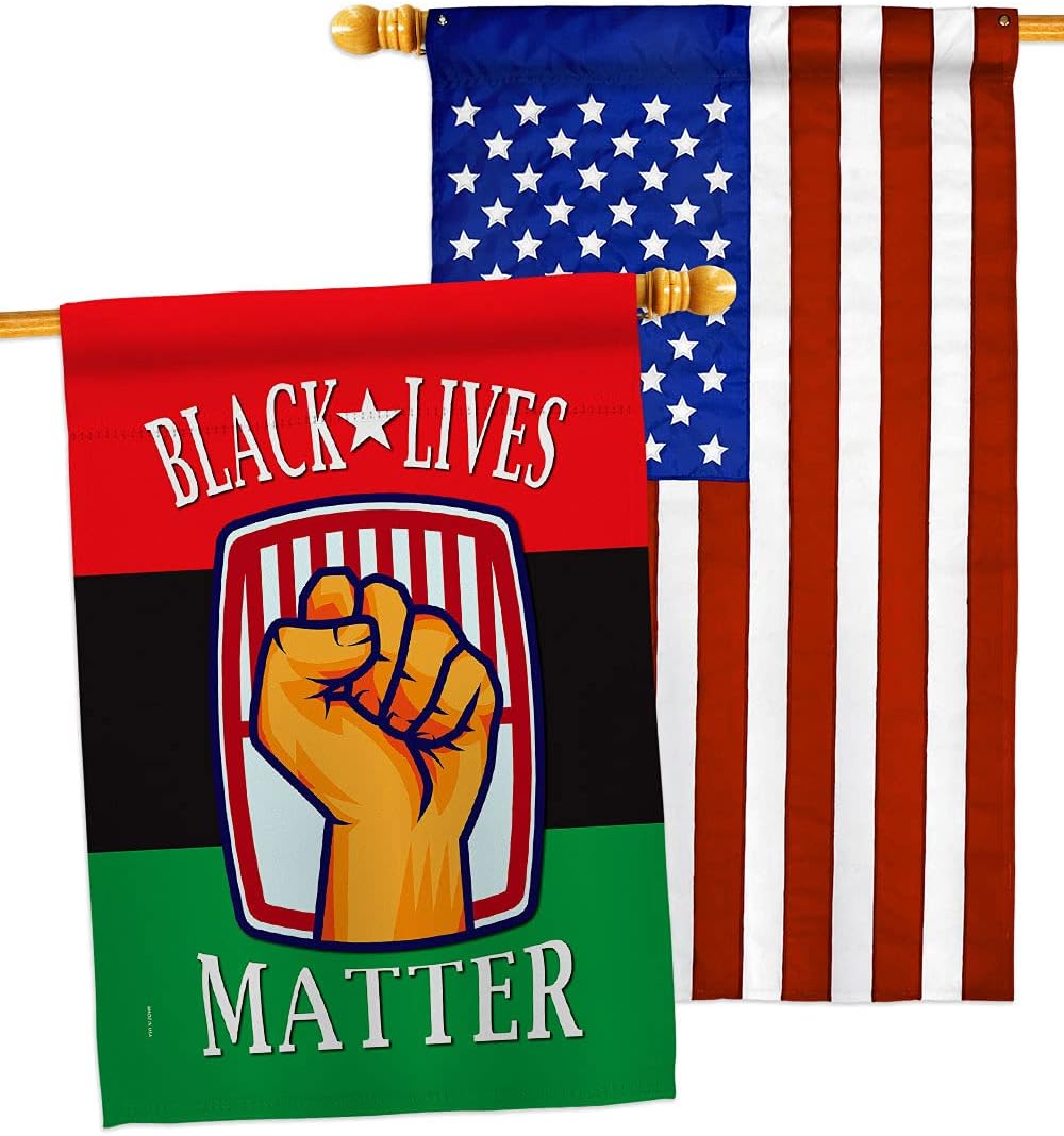 Black Matter Anti Racism Wall Hanging Decor American Flag Banner Pack Patio Porch Lawn Garden Room Decorations Outdoor Tapestry Yard Signs Art Black History Month African American Heritage Made In USA
