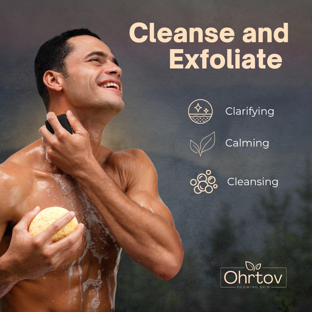 Jabón de alquitrán de pino – Barra de jabón de alquitrán de pino natural para hombres – Barra limpiadora para el acné, eczema, psoriasis y alivio de picazón – Gel de baño facial y corporal con carbón 4