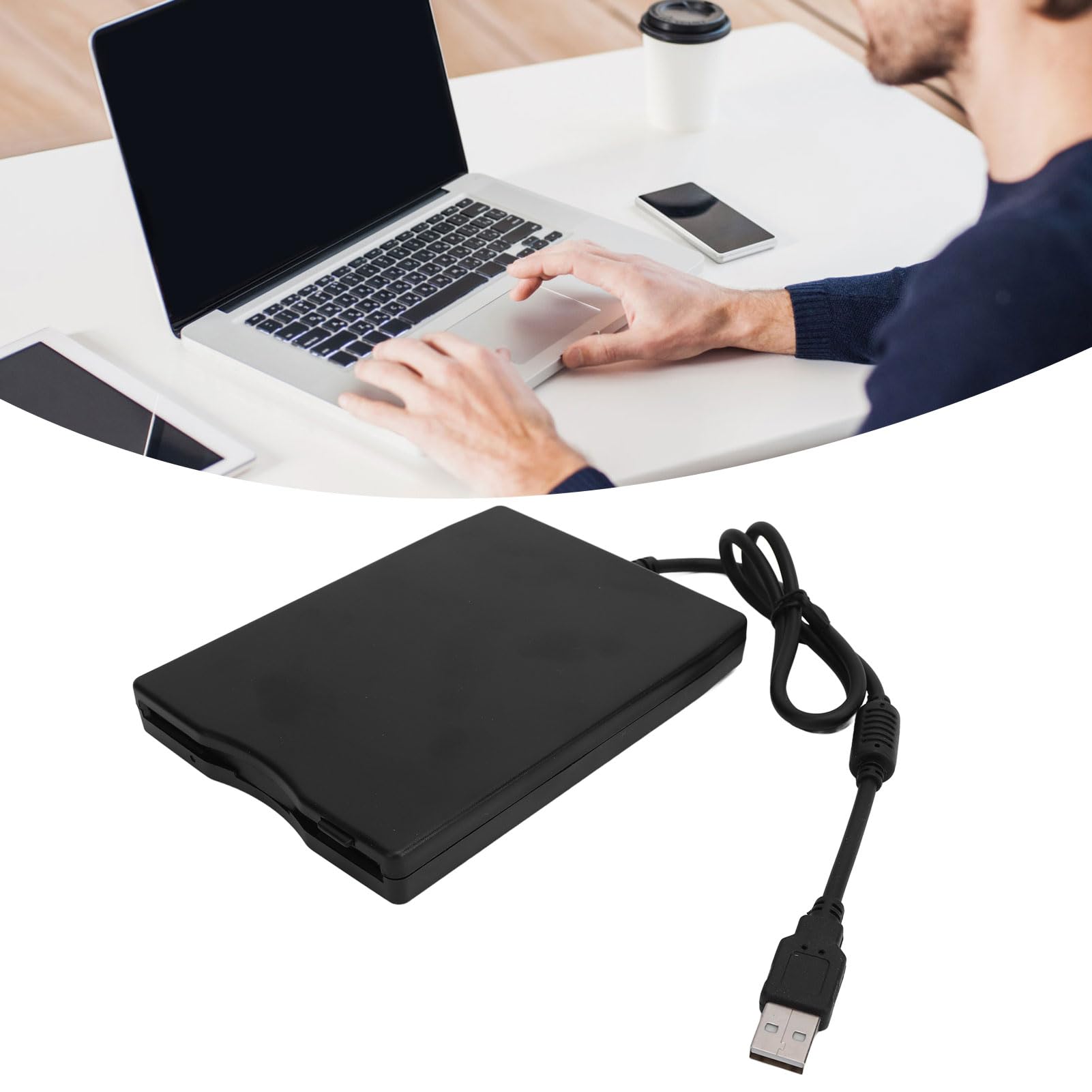 Denash Lecteur de Disquette Externe USB, Lecteur de Disquette Portable Plug and Play pour Ordinateur Portable