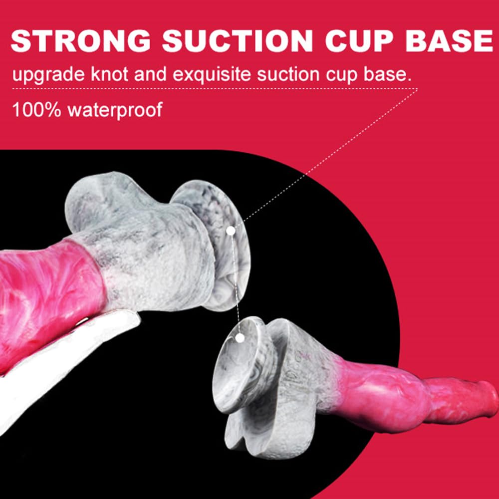 Big Size Long Knotty Silicone Artificial Dog Dildo Wolf Silicone Made Big Knot Multi Colored (Pink+Grey): Pink+grey