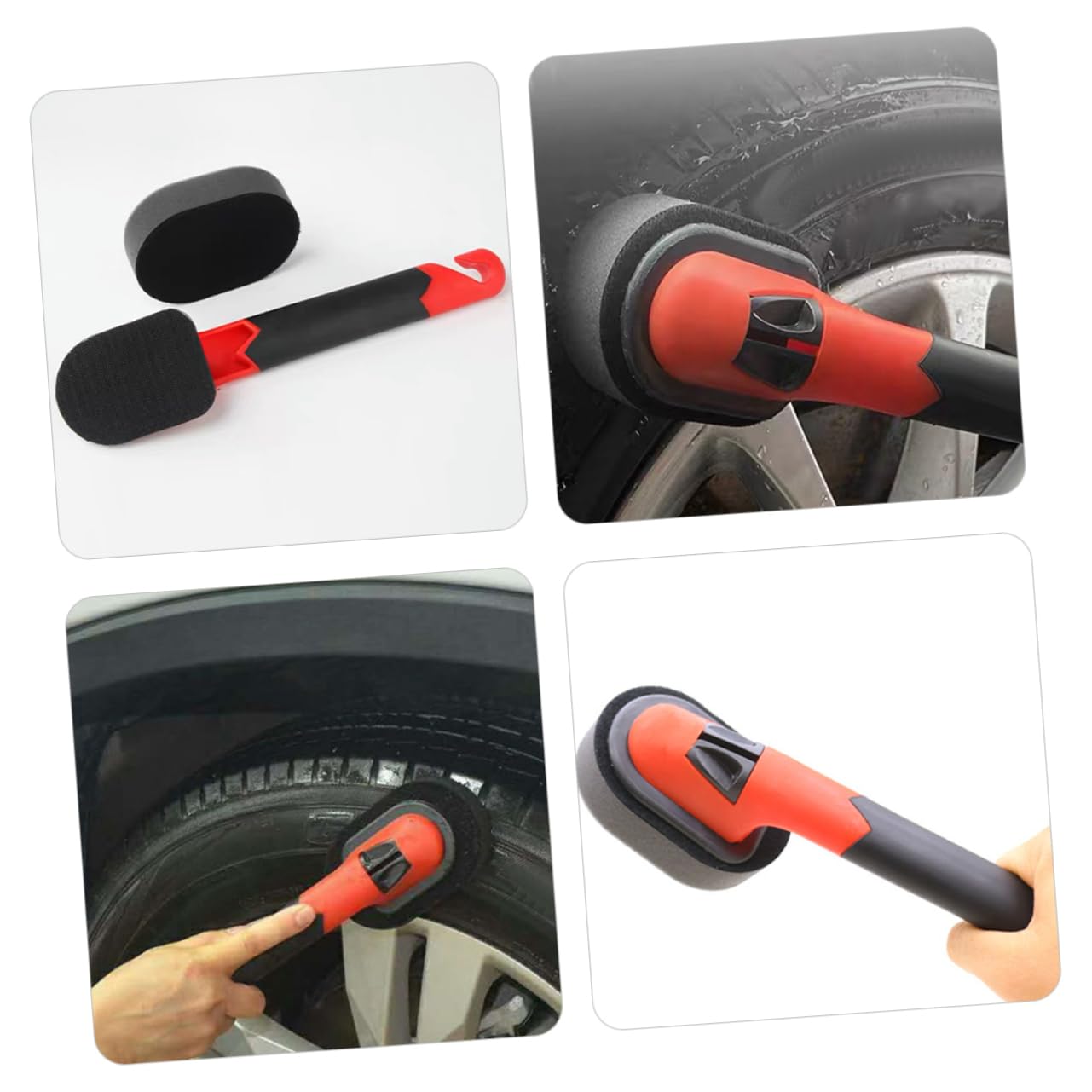 Didiseaon 4 Pezzi Spazzola per La Pulizia dei Pneumatici Auto Mop Auto Spazzola per Il Lavaggio Dell'Auto Maniglia Ruota Spazzola per Pneumatici Auto Kit per La Pulizia Dell'Auto