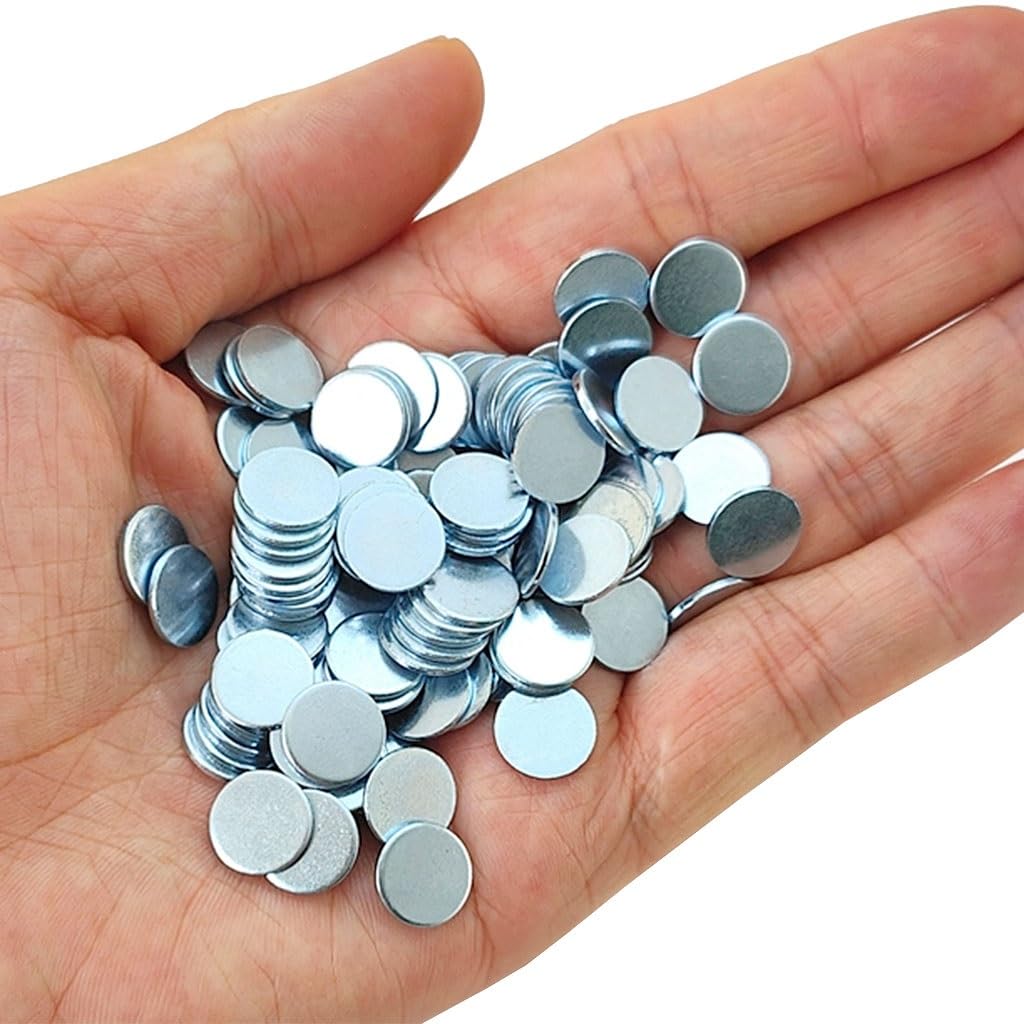 100 sztuk ocynkowanych grubych blach żelaznych, średnica 10-25 mm, grubość 1 mm, idealne do użytku z magnesami(18x1.0mm)