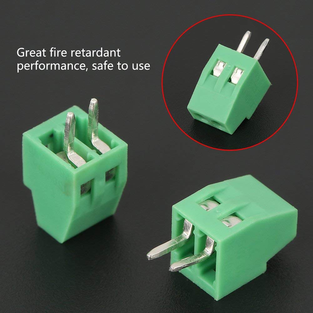Schraubklemmenblock Steckverbinder, 50pcs / set 2 Pin 2.54mm Pitch Green PCB Universal Schraubklemmenblock Steckverbinder in PCB-Verkabelung für verwendet