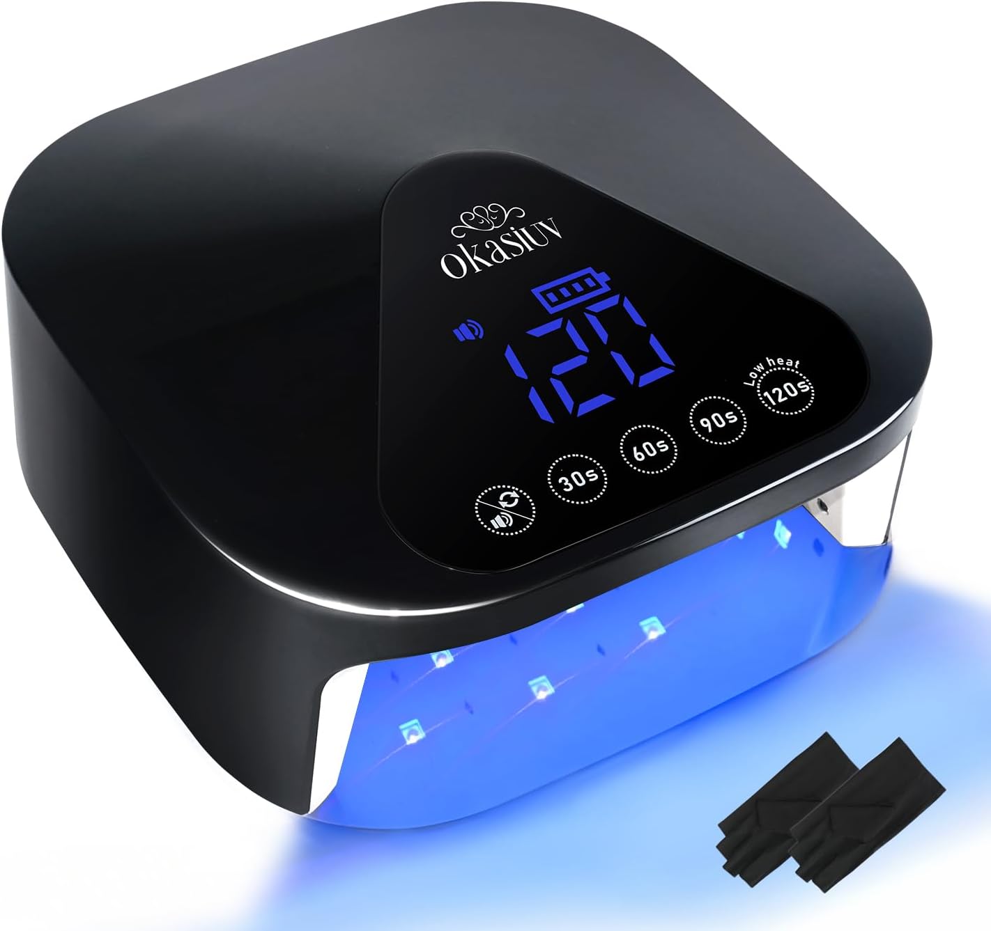 UV LED Nail Lamp with UV Gloves,Magnetic Metal Mirror Base Cordless Nail Dryer, Gel Polish Curing Light with 4 Timers,Touch Control Display,Auto Sensor for Professional Salon & Home