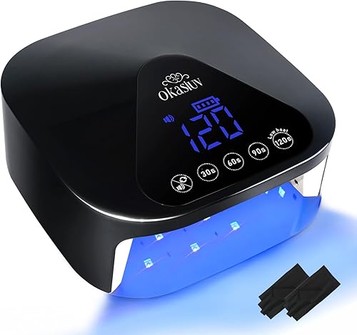 Lámpara de uñas LED UV con guantes UV, base de espejo de metal magnético, secadora de uñas inalámbrica, luz de curado de esmalte de gel con 4