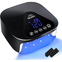 UV LED Nail Lamp with UV Gloves,Magnetic Metal Mirror Base Cordless Nail Dryer, Gel Polish Curing Light with 4 Timers,Touch Control Display,Auto Sensor for Professional Salon & Home