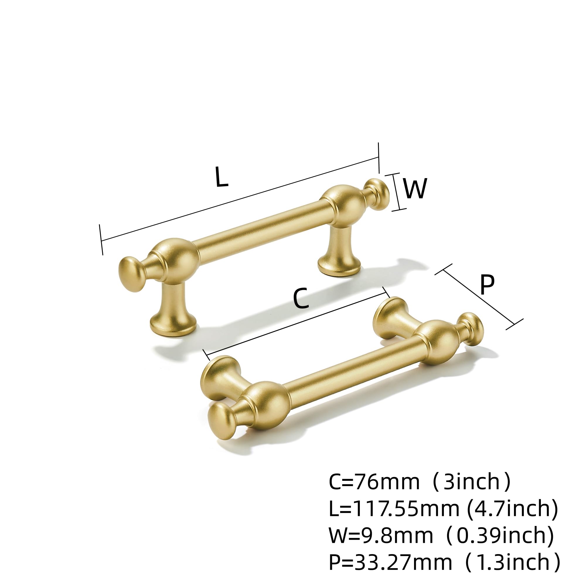 Brushed Gold Cabinet Pull - 80453, 3 in (76 mm) — KHTUMEWARE