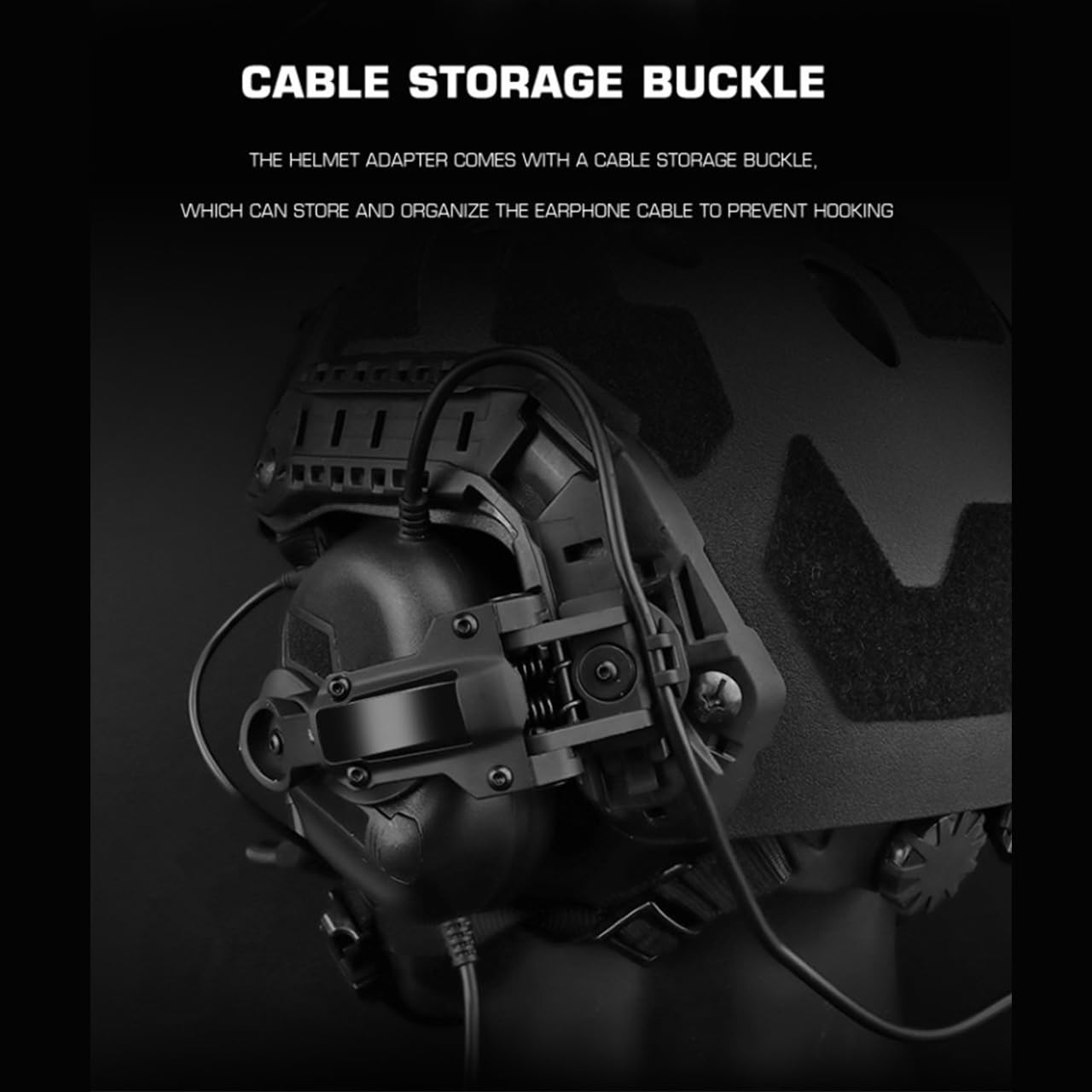 Tactical Fast Helm-Headset, Aktive Geräuschunterdrückung & Sound Pickup Headset (mit 360° Verstellbarem ARC Adapter), Elektronischer Schießohrschutz, Impulslärmschutz(BK)