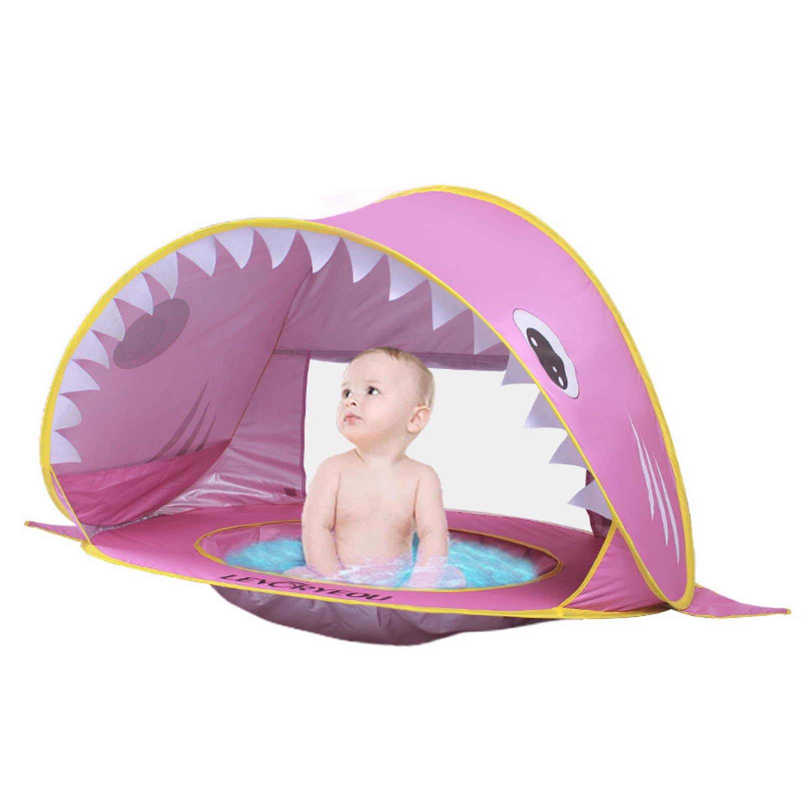 Balakaka Tienda Playa Bebe Pop up con Piscina, 115 * 65 * 70cm Tiburón Tienda de Bebé Anti UV 50+, Plegable Portátil Tiendas de Campaña para Playa Jardín, Rosa