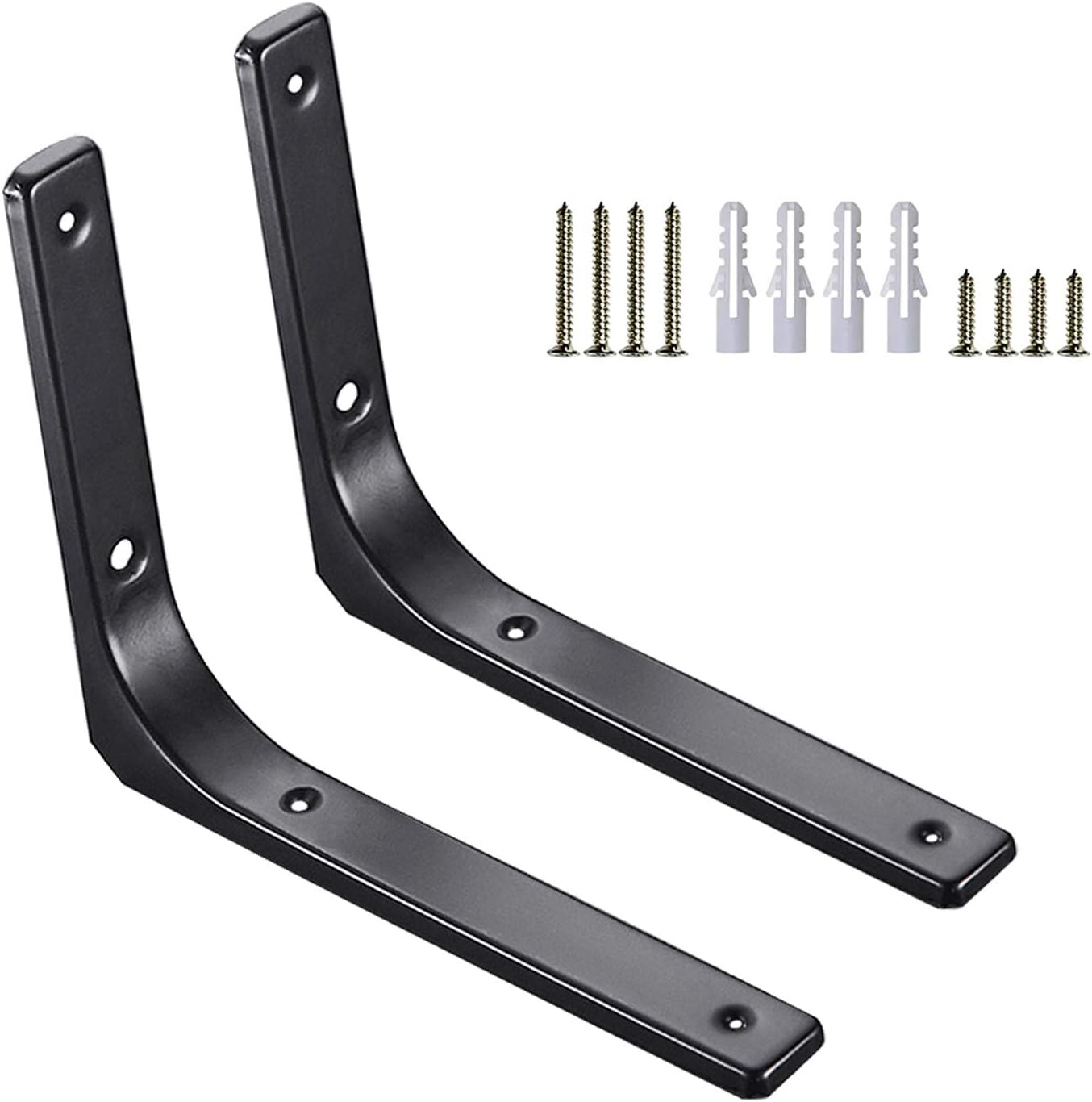Shelf Bracket,Wall Mounted Shelf Brackets Corner Holder Black- 90 Degree Angle Joint Bracket - 2 Pieces Metal Bracket Home Shelf Support Tool, Used in Cafes, Bars, Office Areas