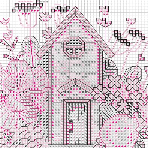 Image of Dimensions 70-65232 Teacup House Counted Cross Stitch Kit for Beginners, 6 inch x 6 inch 14 Cnt. White Aida, 4 Pieces