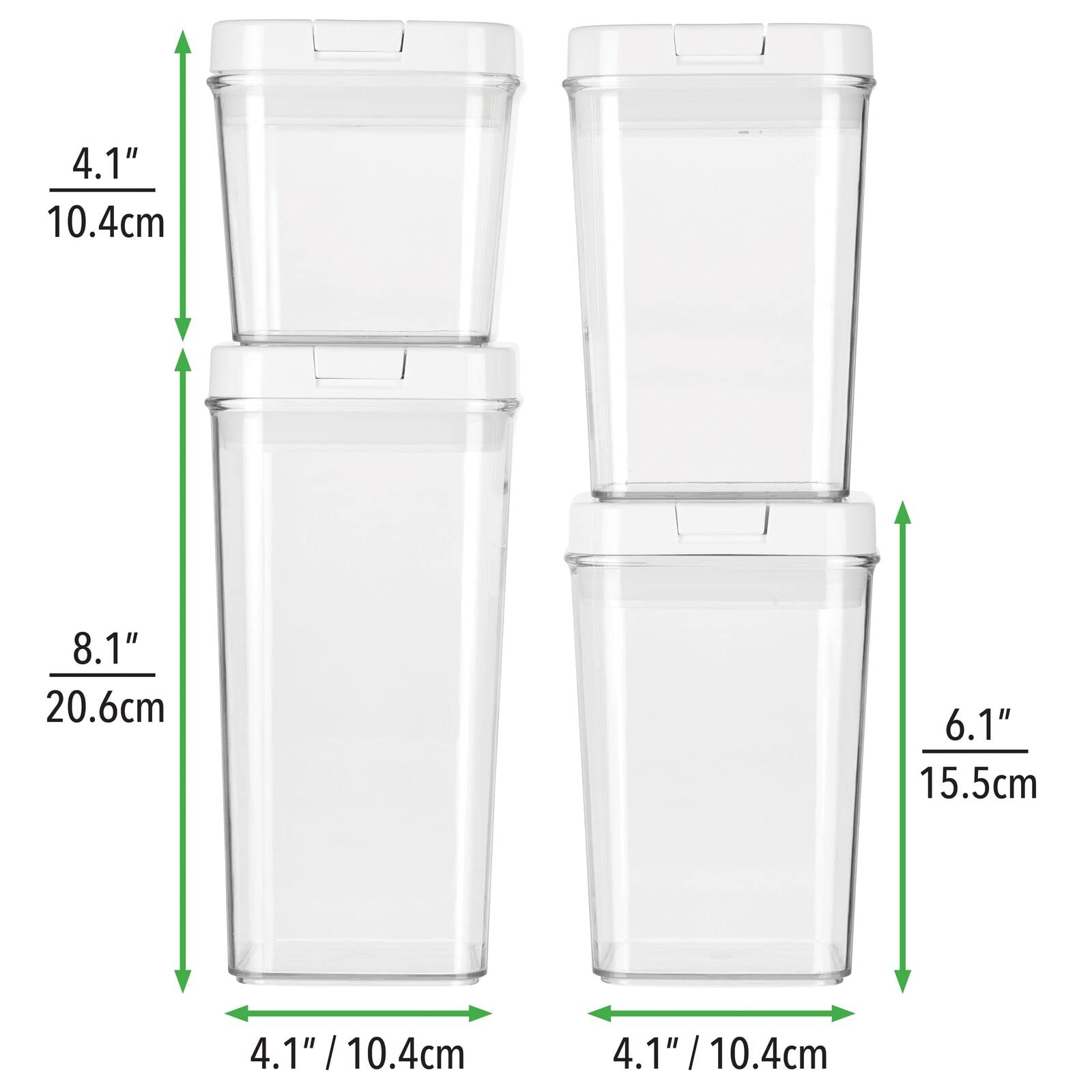 mDesign boite alimentaire (set de 4) – boite de conserve hermétique en plastique pour la cuisine et le frigo – boite de rangement en plastique sans BPA pour café, muesli, farine, etc. – transparent