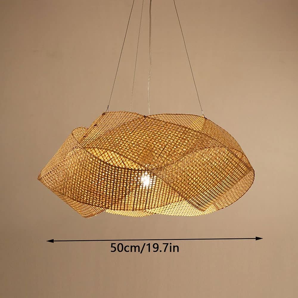 Paralumi in Vimini dai Colori Naturali, lampade a Sospensione Cave, lampadari Geometrici Fai da Te in Vimini Intrecciato, Gabbia in Rattan per la casa, soffitto sospeso