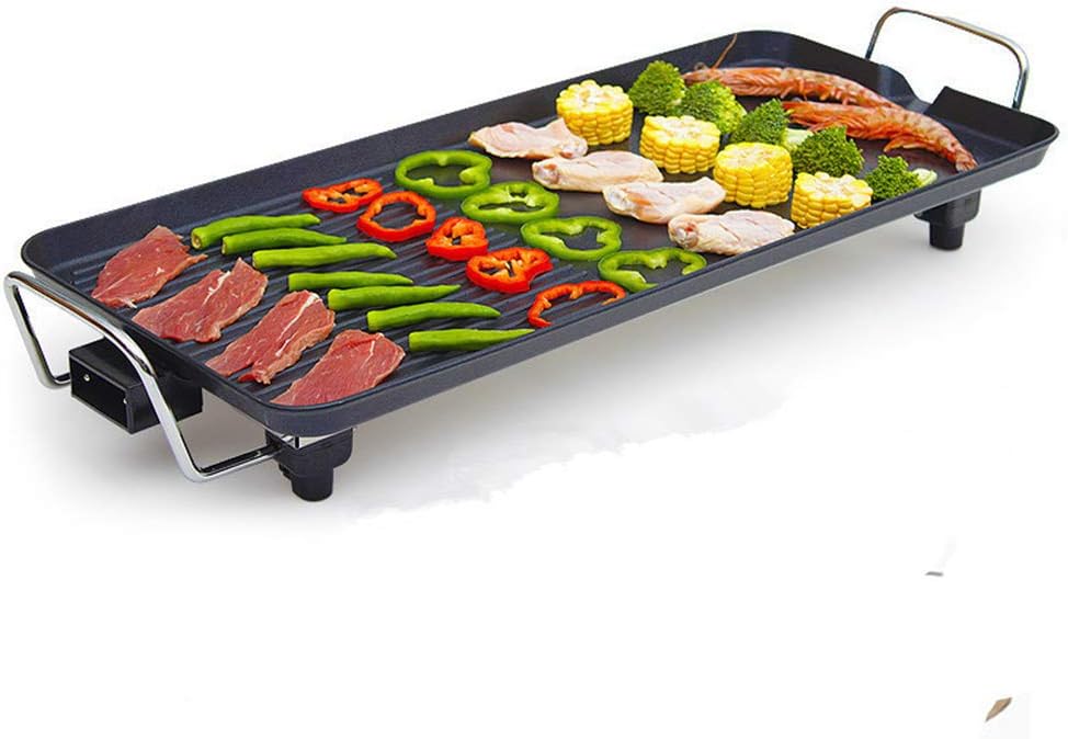 Electric Griddle Grill, Family Indoor BBQ, waterproof Smokeless Coated Non-Stick Griddle Pan, 5-Level Control with Adjustab le Temperature, for Camping Indoor Outdoor Parties (68CM*28CM)