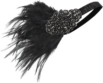 1920s Gatsby Headpiece Black Flapper Headband for Women 20s headband for Gatsby Party