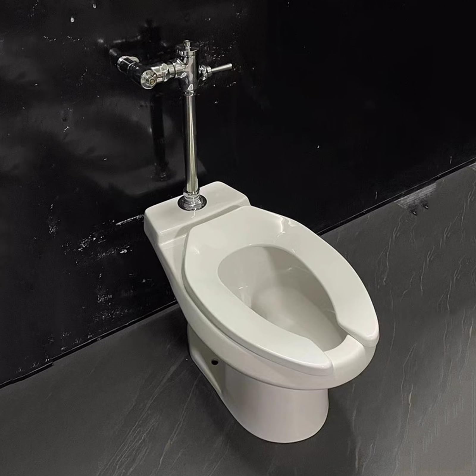 Inodoro comercial, altura cómoda, instalación de pie, material cerámico, válvula de descarga manual, drenaje de suelo, desplazamiento de 4,5 L