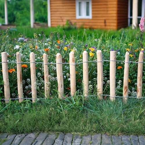 BOGATECO Staketenzaun Haselnuss Kastanie | Holz-Zaun 60 cm Hoch & 500 cm Lang | Lattennabstand 7-8 cm | Perfekt als Gartenzaun | Zaun Garten Steckzaun Holzzaun | Langlebige