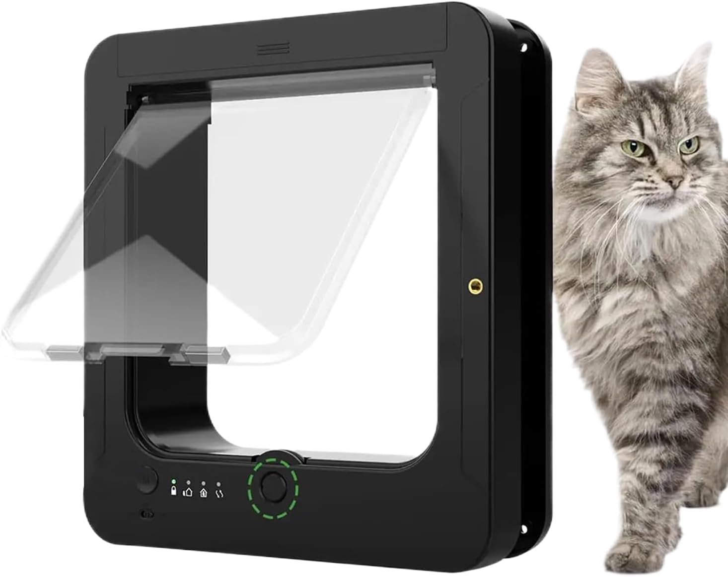 マイクロチップ 猫用ドア | リモコンと2つのセンサー首輪付きスマートペットドア - フラップ式 猫用ゲート,屋内屋外 出入口 パテ