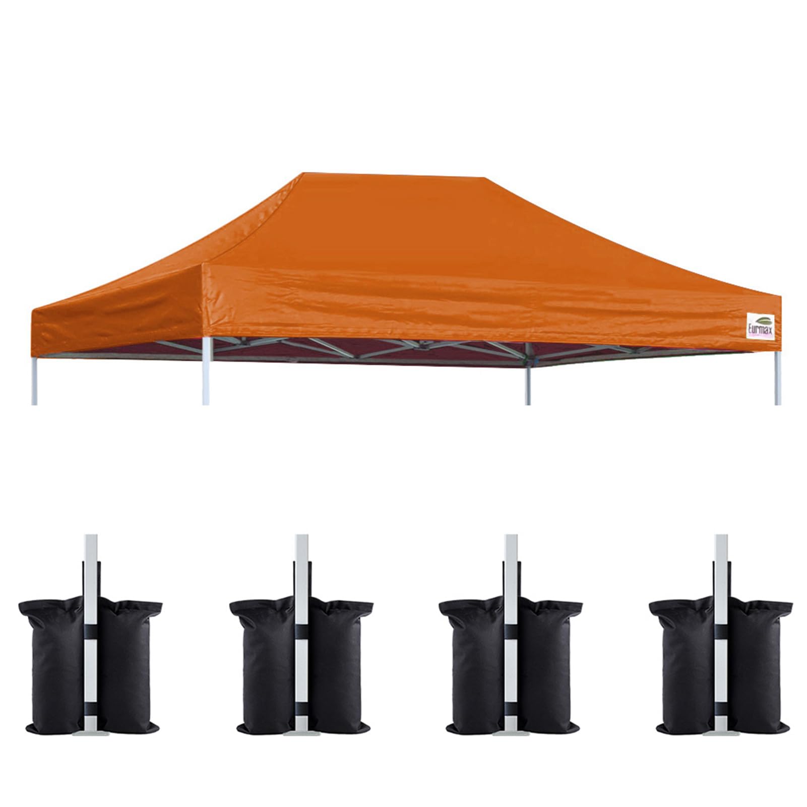 Eurmax USA 10x15 Pop Up Canopy Replacement Top,Universal Instant Canopy Cover ONLY,Heavy Duty UPF 50+ UV Protection,Water &amp; Wind Resistant Tarp,30+ Colors Available,Bonus 4 Sand Bags (Pumpkin Orange)