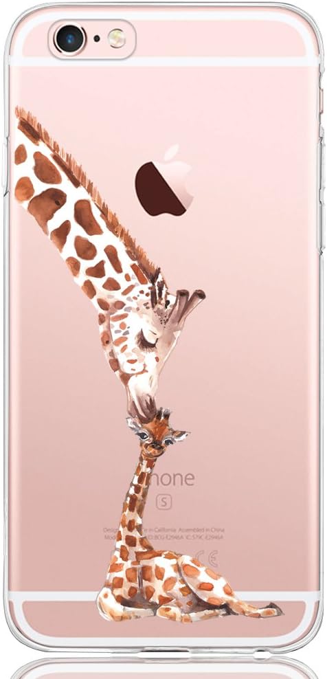 iPhone 6 / 6S Case, Dolce Vita Series Slim Fit Silicone Clear Case for Ladies/Girls with Giraffe Unconditional Love Design