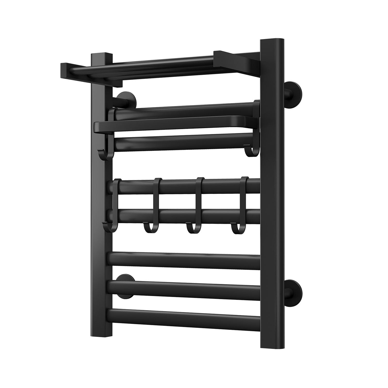 Toallero térmico negro de pared para secar albornoces y mantas en el baño