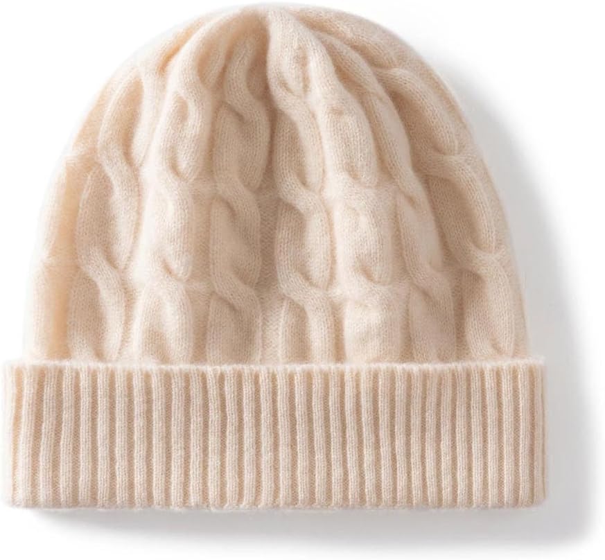 Merino Wool Hat Thick Warm Twisted Men Women Outdoor Knitted Beanies