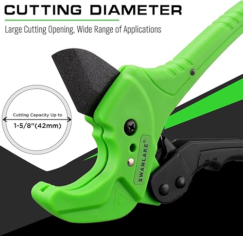 Miniatura 2 de SWANLAKE - Cortador de tubería de PVC, cortador de tubos de PVC de trinquete de 1-5/8 pulgadas y 1-3/8 pulgadas para mangueras de PEX, PVC, PPR y