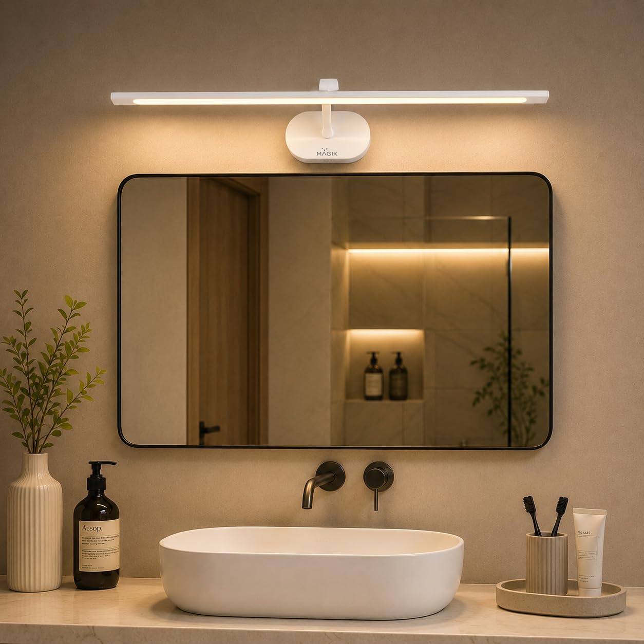 MAGIK Reflexa White 12W LED Mirror Light | Wall Mounted Vanity Light for Bathroom, Mirror & Dressing Area | Warm White-image-7