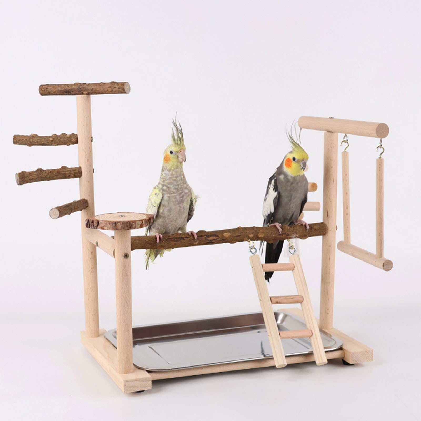 Altalena per Uccelli, Gabbia per Pappagalli, Altalena Park in Legno per Addestramento per Uccelli Piccole Dimensioni Pappagalli Playstand Gym