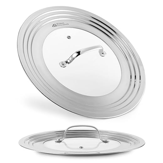 Stainless Steel Universal Lid for Pots, Pans and Skillets - Fits 7 In to 12 In Pots and Pans - Replacement Frying Pan Cover and Cast Iron Skillet Lid
