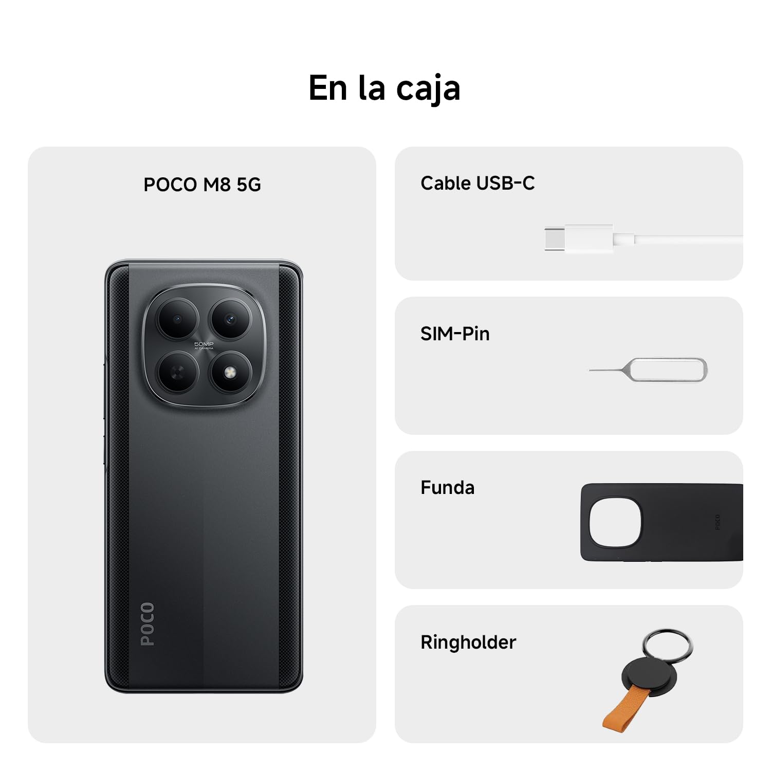 XIAOMI POCO M8 5G, Smartphone 8+256GB, Display AMOLED FIoW 6,77" 120Hz, Snapdragon® 6 Gen 3, Doppia fotocamera AI 50MP, Design curvo 3D da 7,35 mm, Nero, Garanzia 2 anni, Caricatore non incluso - 5