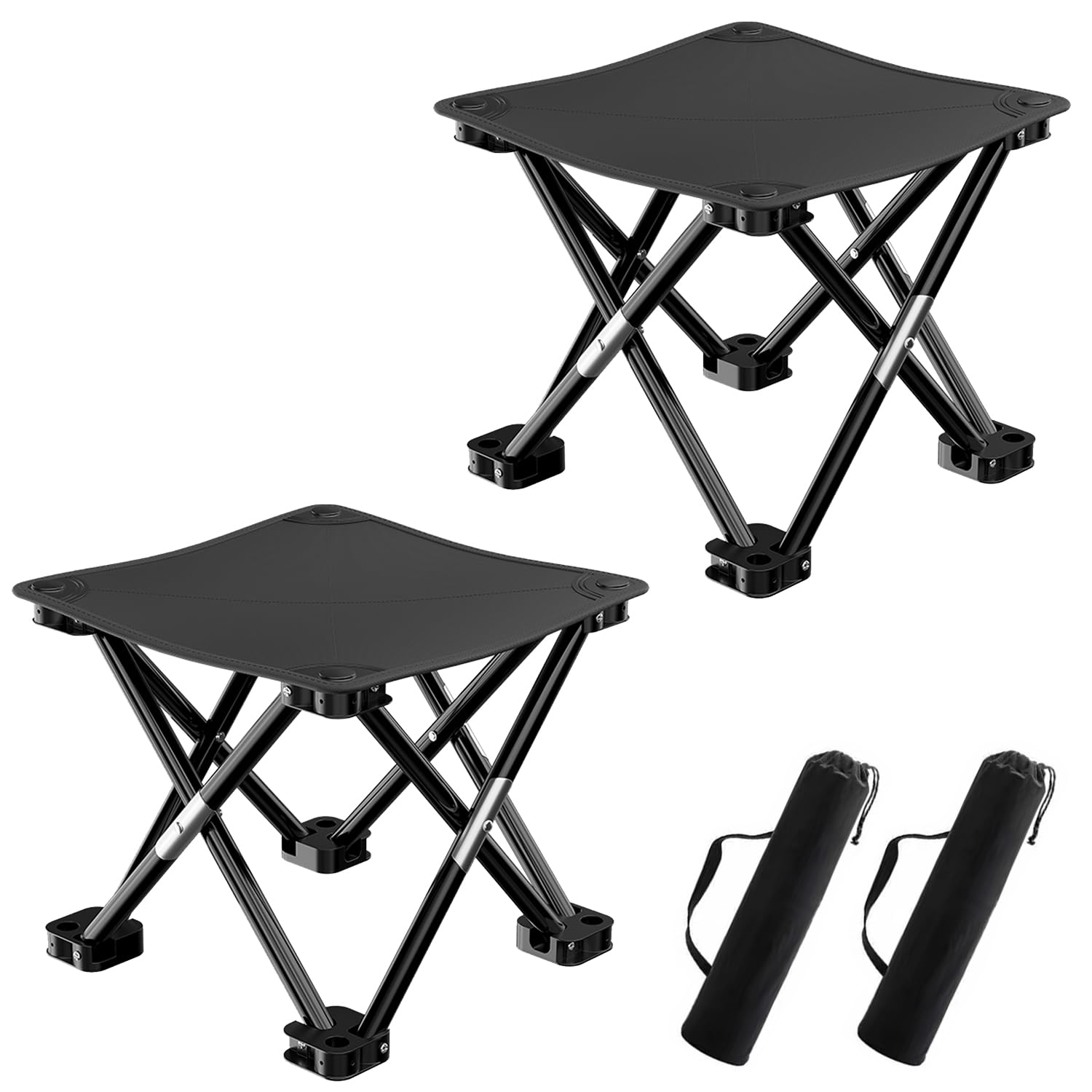 Folding Stool,Camping Stools,Collapsible & Stable with Carry Bag, Fishing Seats,Foldable Chairs Outdoor Backpack Garden Stools,Lightweight Perfect for Picnics,Fishing & Hiking 33 * 33 * 33cm（2PCS)
