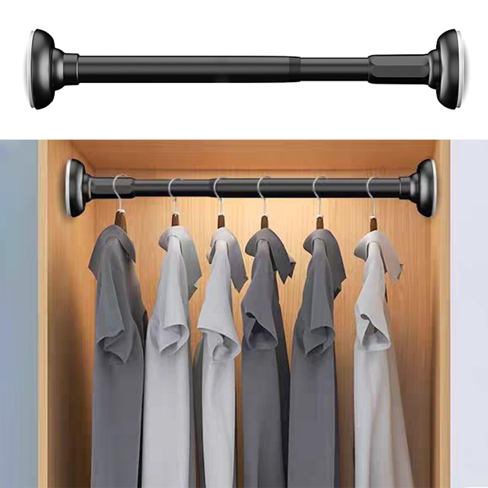 Tringle de penderie sans perçage pour résoudre le manque de rangement vêtement noir mat