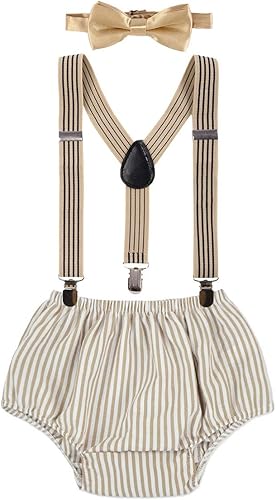 MYRISAM Wild One - Traje de pastel para niño para primer cumpleaños, sesión de fotos con estampado de flores, tirantes y corbatín, disfraz de baby