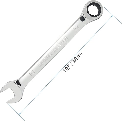 Miniatura 2 de FOCMKEAS Llave combinada de trinquete de 12 pulgada SAE 72 dientes, caja de trinquete de 12 puntos con extremo y extremo abierto, herramientas para