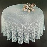 Fine White Lace Tablecloth in 90" Round. Floral Design. Perfect for Wedding reception and party (90