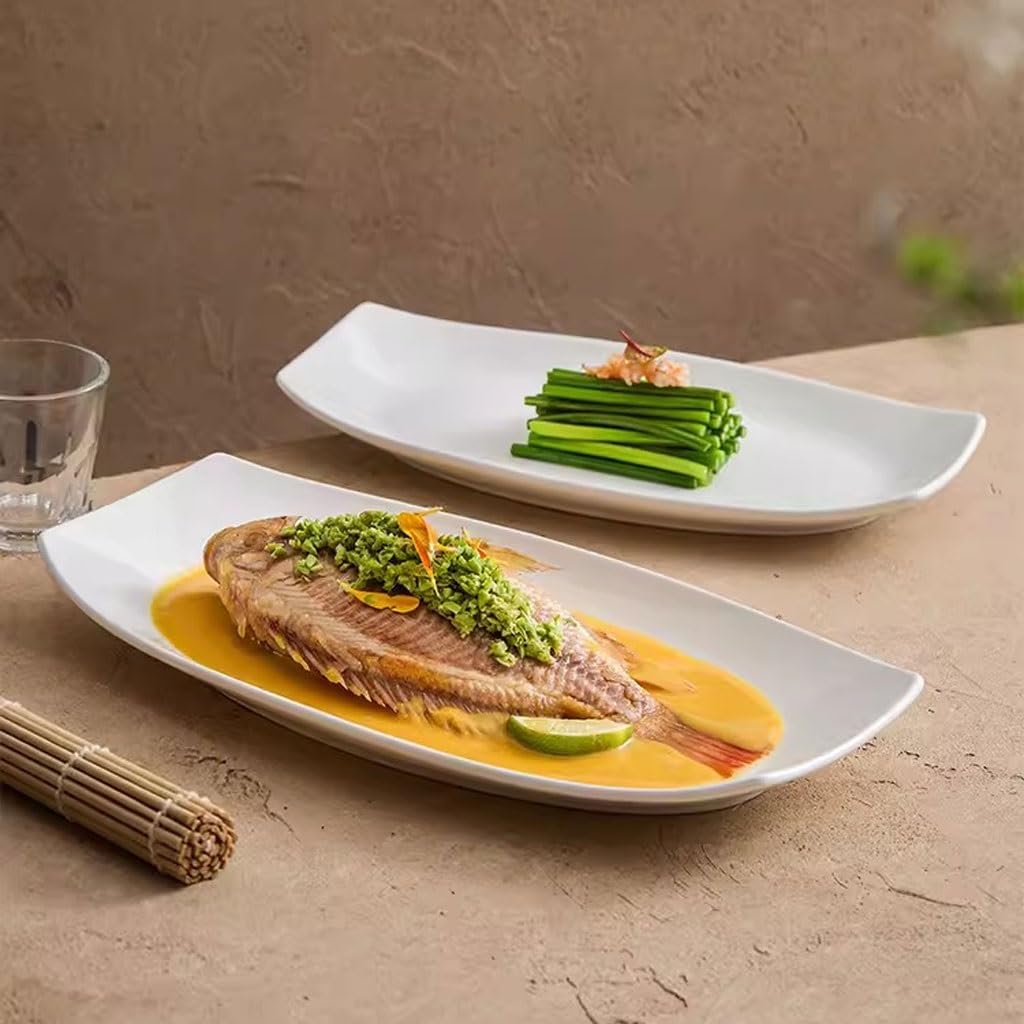 Forniture Per Feste Piatto di pesce lungo, piatto di pesce al vapore di grandi dimensioni di grandi dimensioni, stoviglie creative for il ristorante dell'hotel, posizionamento dei piatti Piatti Della