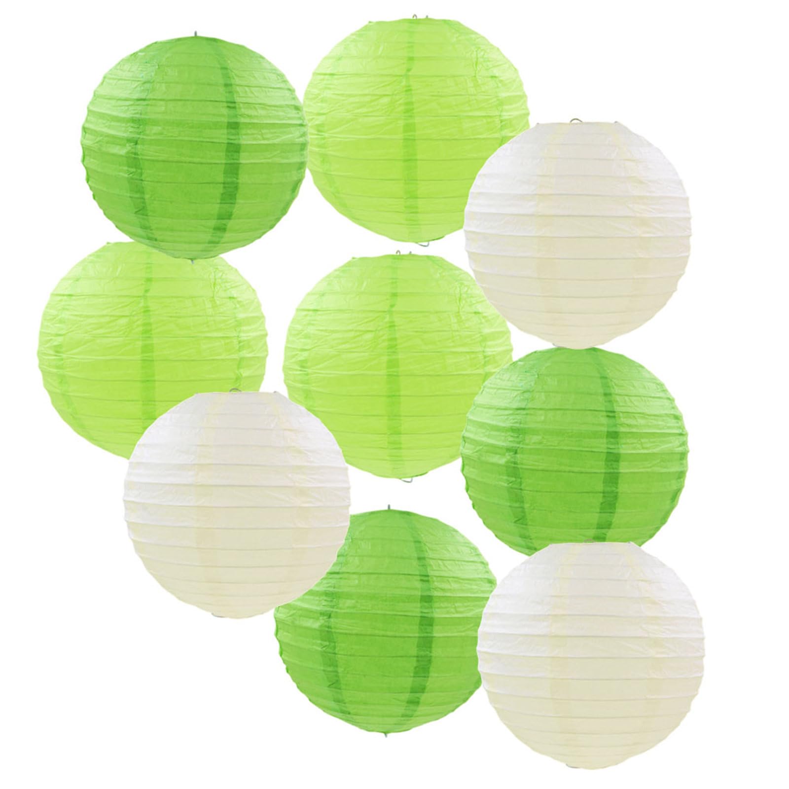 FANSU 9 PCS Paper Lanterns, Round Paper Lanterns for Outside, Paper Lanterns Set Hanging Decorations, Paper Lantern for Wedding, Birthday, Party, Garden, Celebrations (15cm,Green)