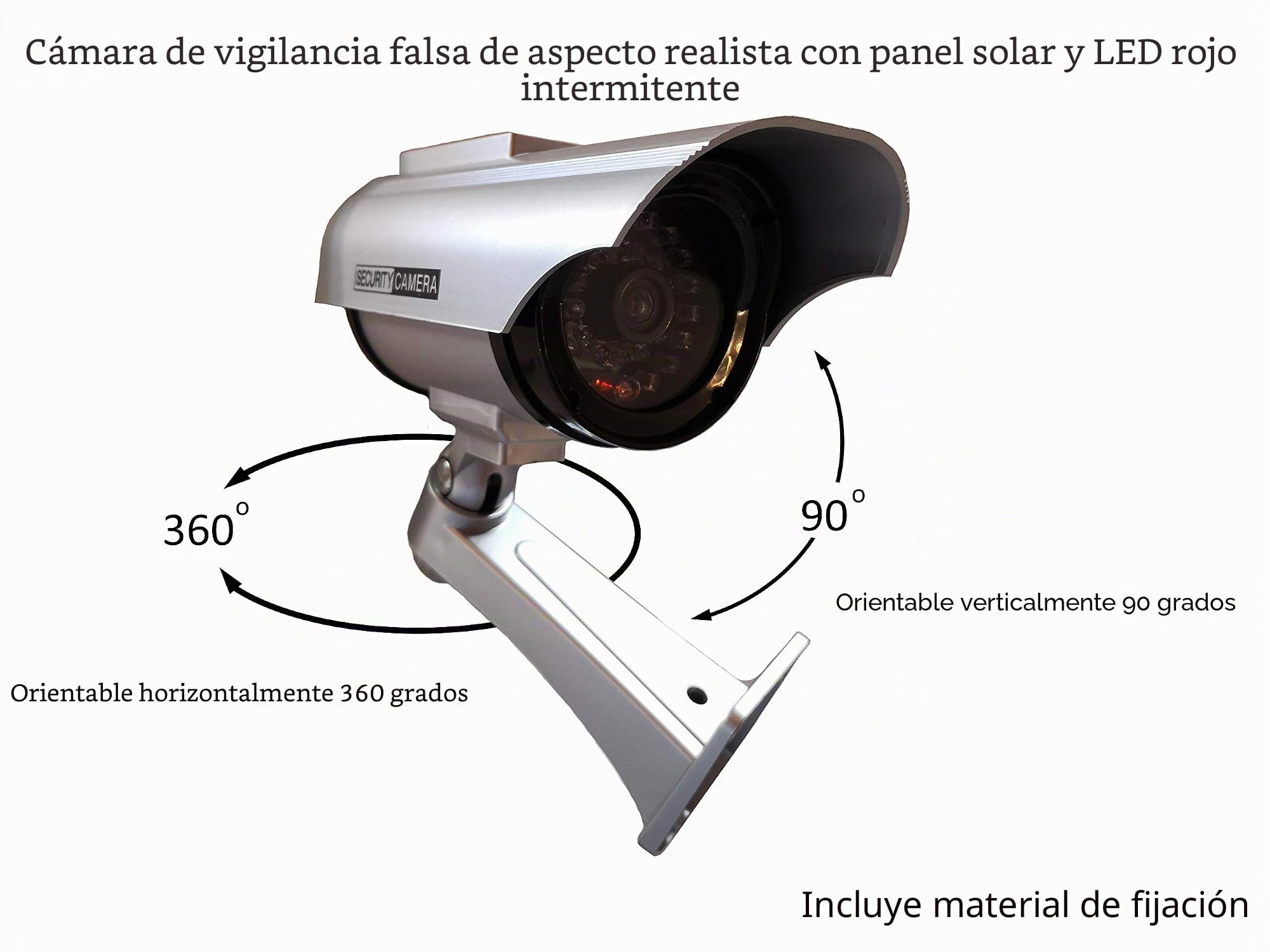 4X Cámaras de vigilancia solares falsas Cámaras falsas al aire libre Cámara falsa con lente y luz intermitente para vigilancia por video y seguridad de mercancías