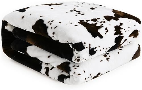 Miniatura 10 de Manta con estampado de vaca marrón, tamaño grande de 90 x 90 pulgadas con bolsa de almacenamiento, manta de regazo de doble cara de 300 GSM, manta