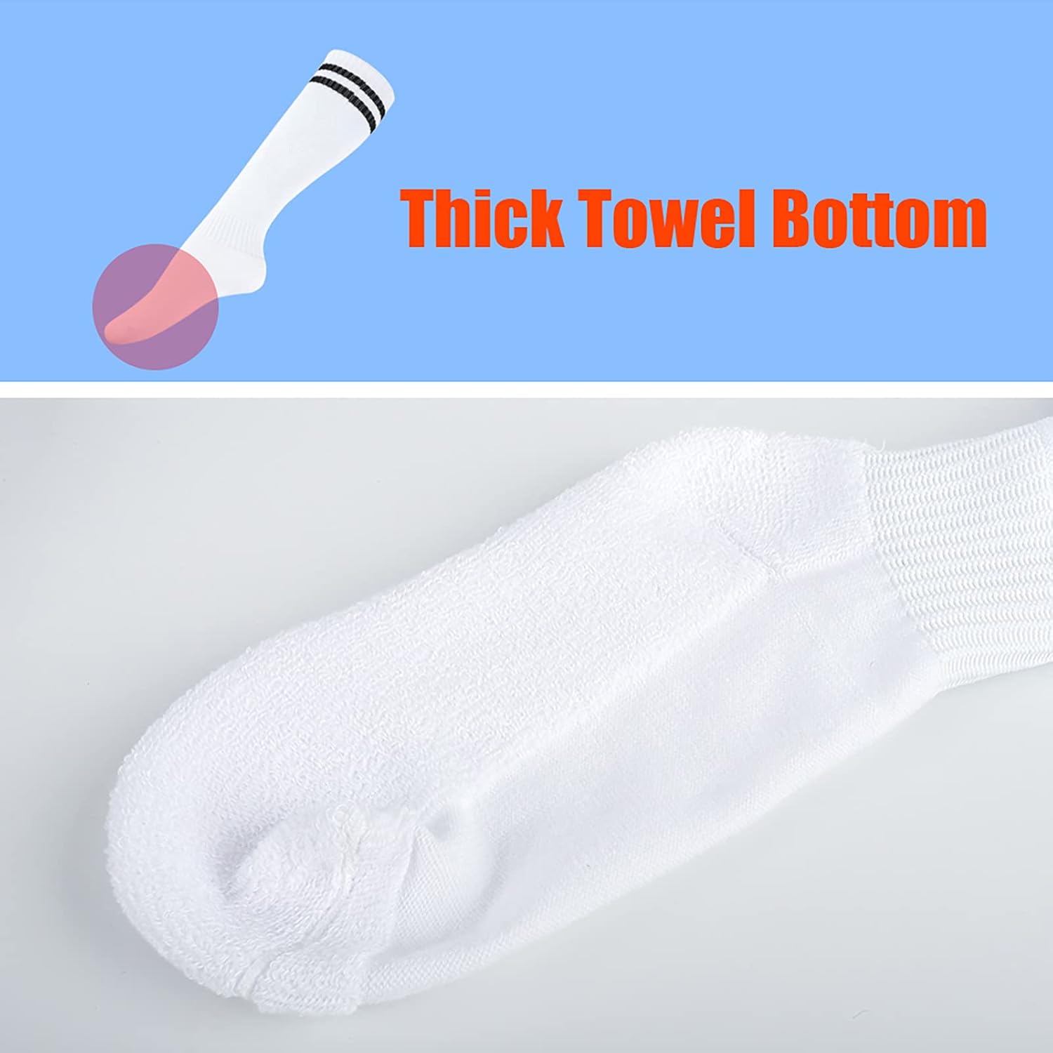 4 Pairs Soccer Socks Football Sport Team White Black Knee High Socks For Youth Boys Girls, Best for Running, Present for 5 6 7 8 9 10 11 12 Year old Kids