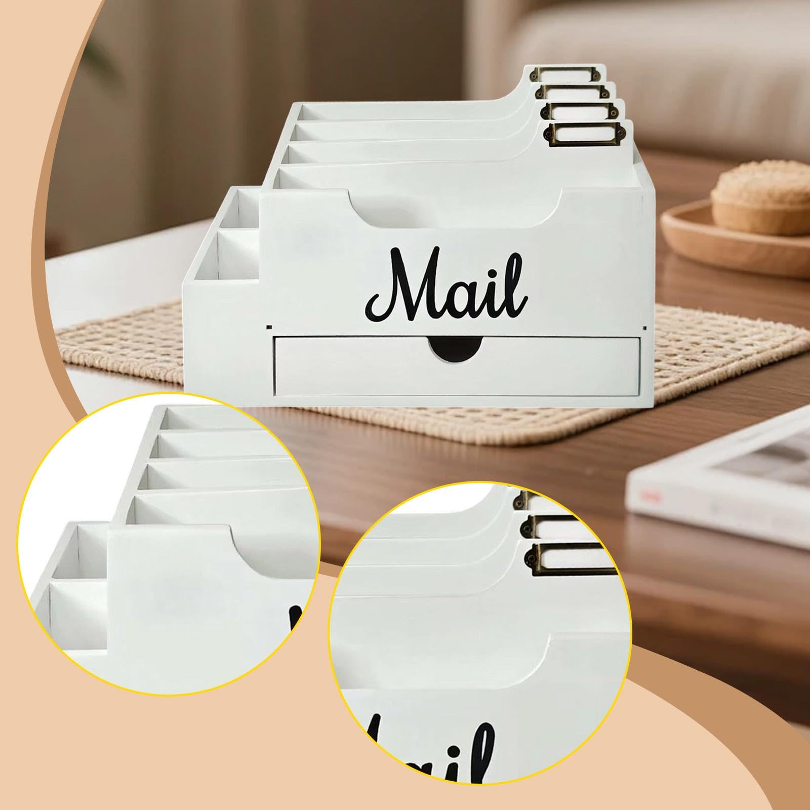Baoblaze Organizzatore da banco, portadocumenti da tavolo, forniture per ufficio domestico, organizer da scrivania, porta documenti, carta, riviste, Bianco
